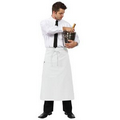 F24I Most Popular White Full Bistro Apron w/ Inset Pocket